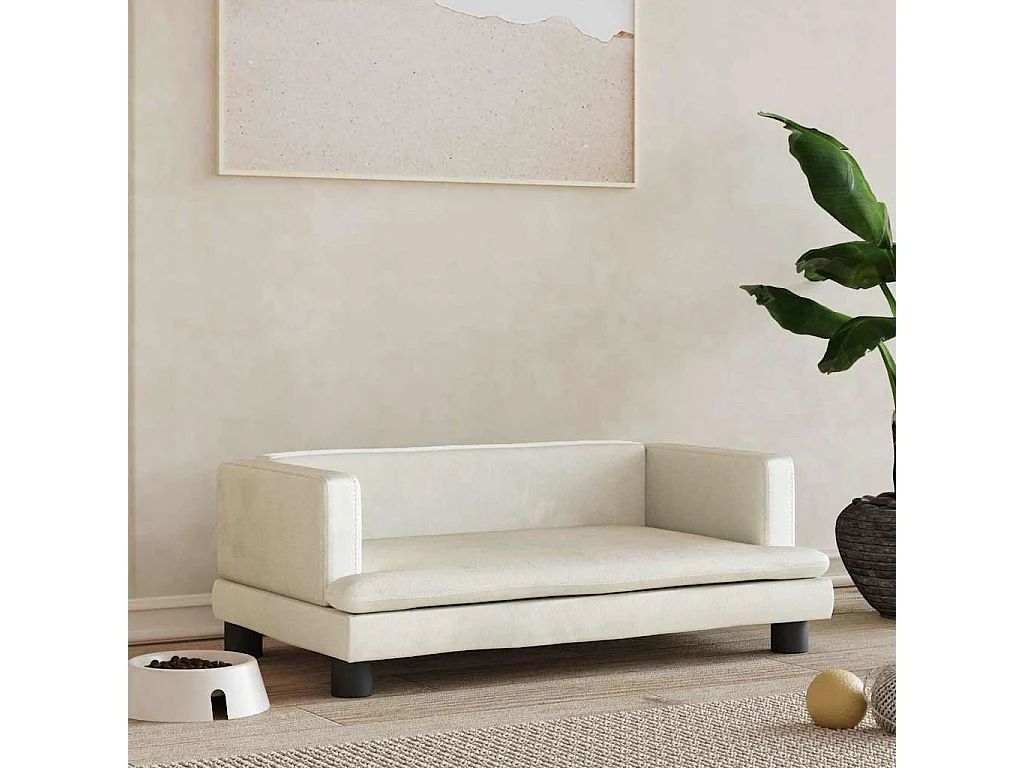 Cama para cães 70x45x30 cm veludo cor creme