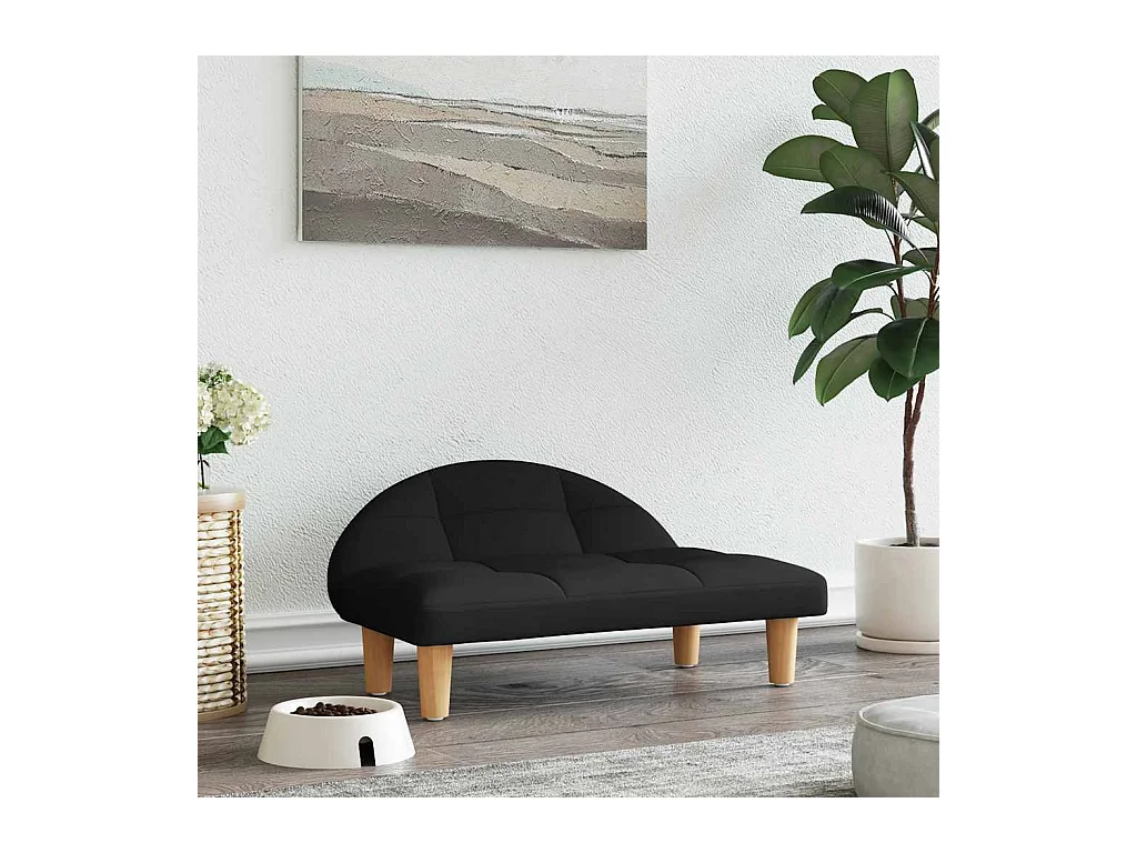 Cama para perros de tela negra 70x52x30 cm