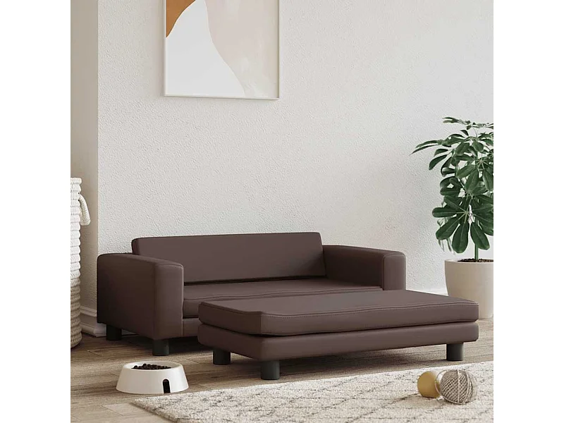 Lit pour chien avec extension marron 100x50x30 cm similicuir