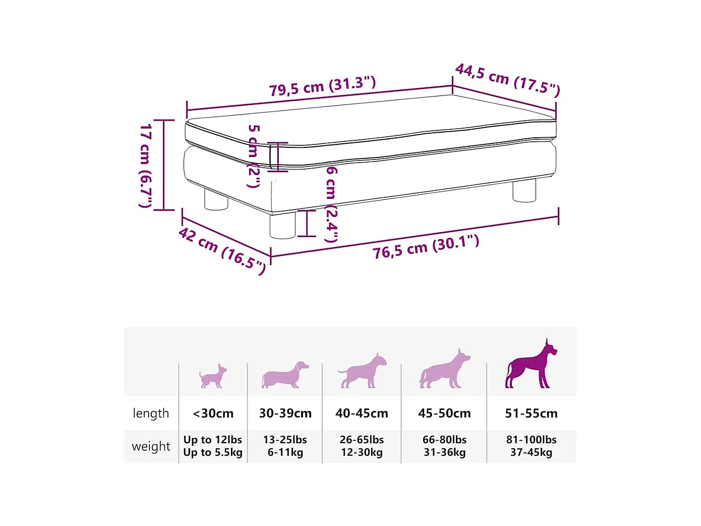 Lit pour chien avec extension marron 100x50x30 cm similicuir