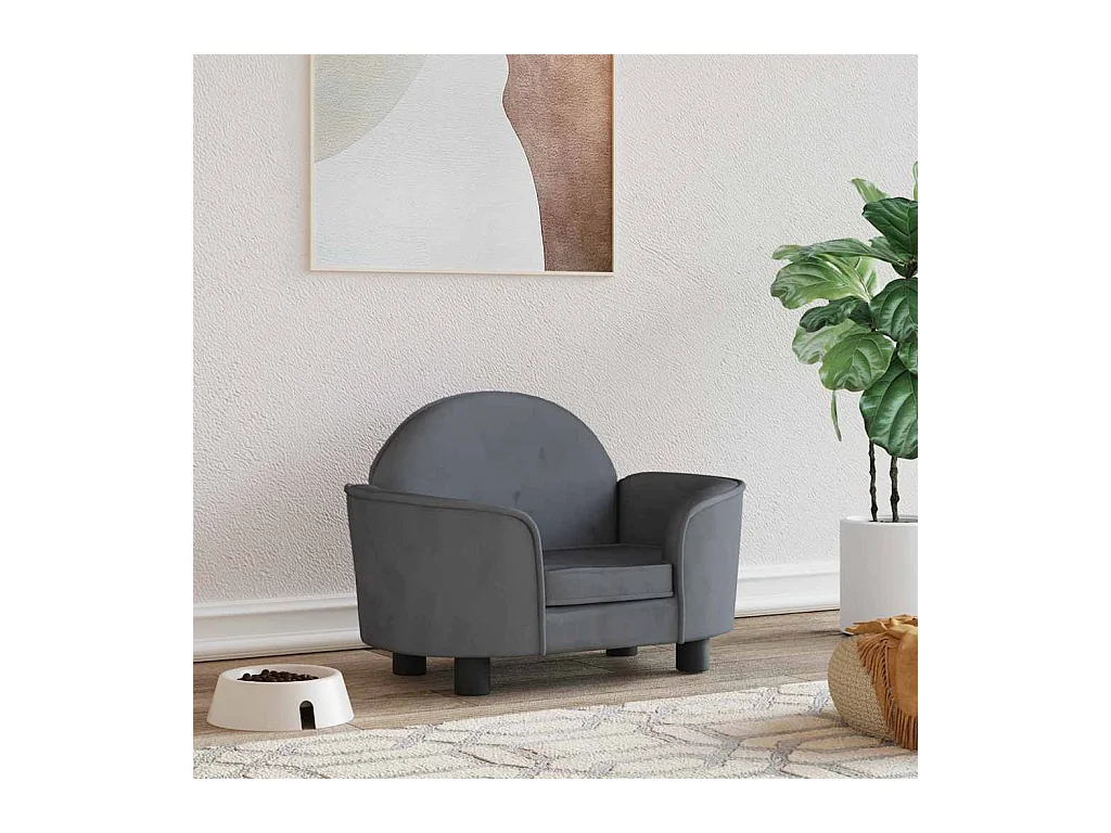 Cama para perros de terciopelo gris oscuro 66x40x45 cm