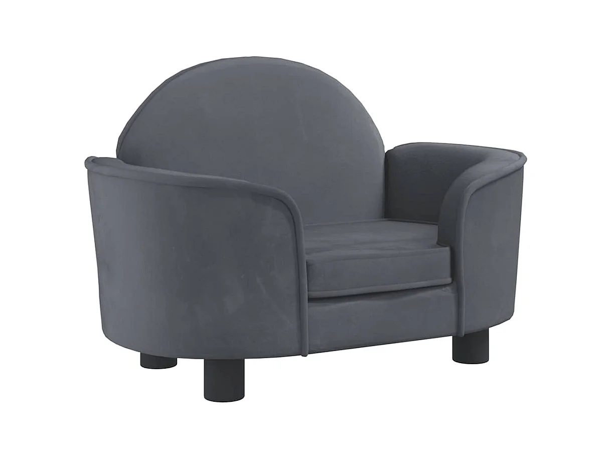 Cama para perros de terciopelo gris oscuro 66x40x45 cm