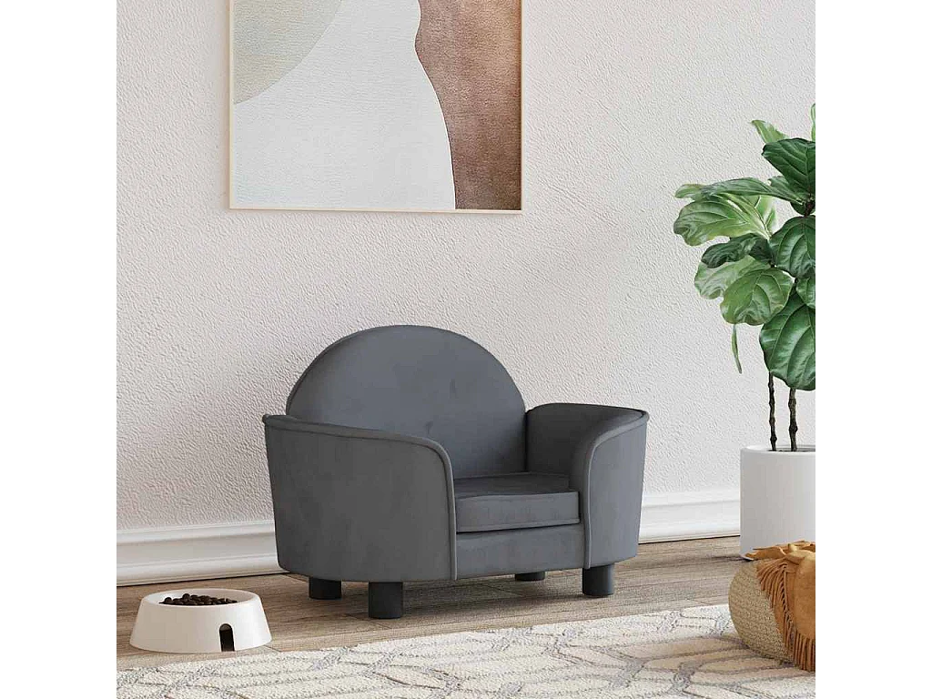 Cama para cães 66x40x45 cm veludo cinzento-escuro