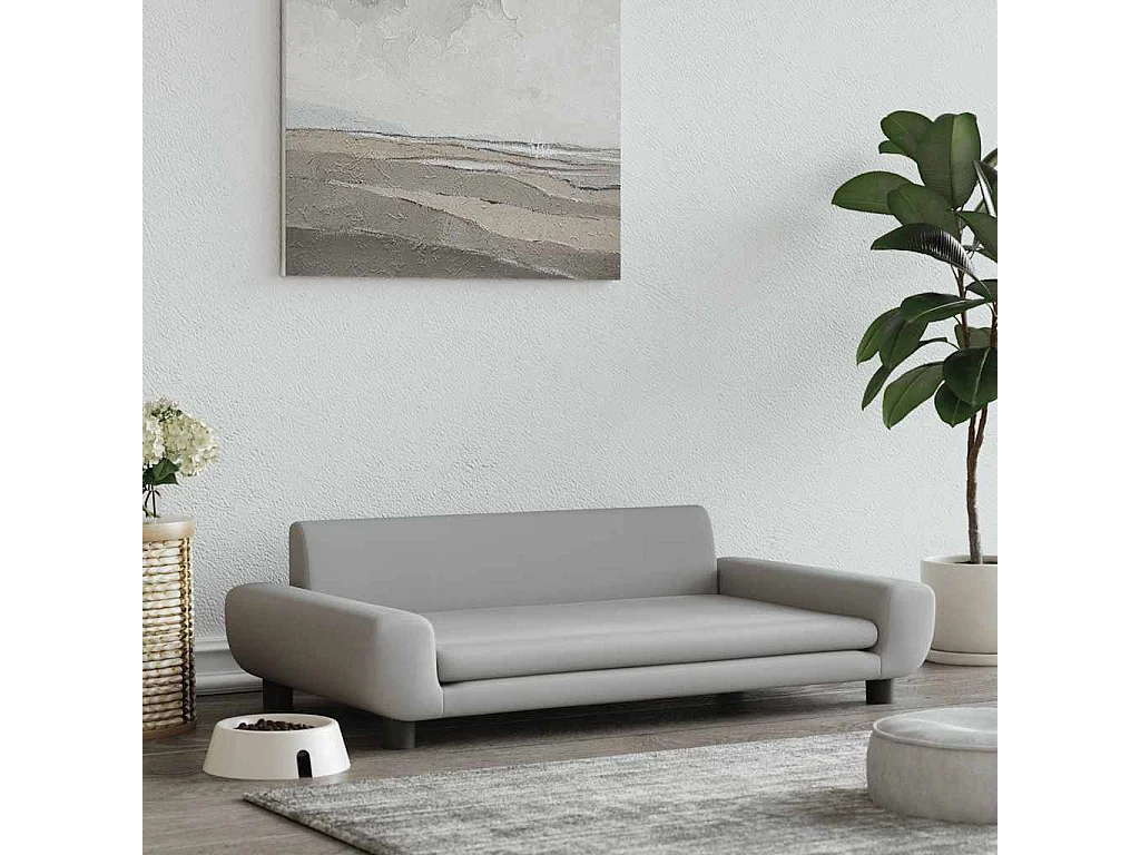 Cama para perros de terciopelo gris claro 100x54x33 cm