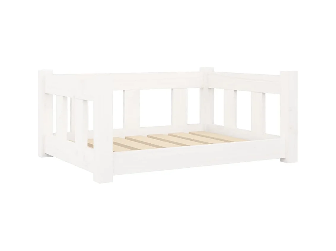 Lit pour chien Blanc 65,5x50,5x28 cm Bois de pin solide