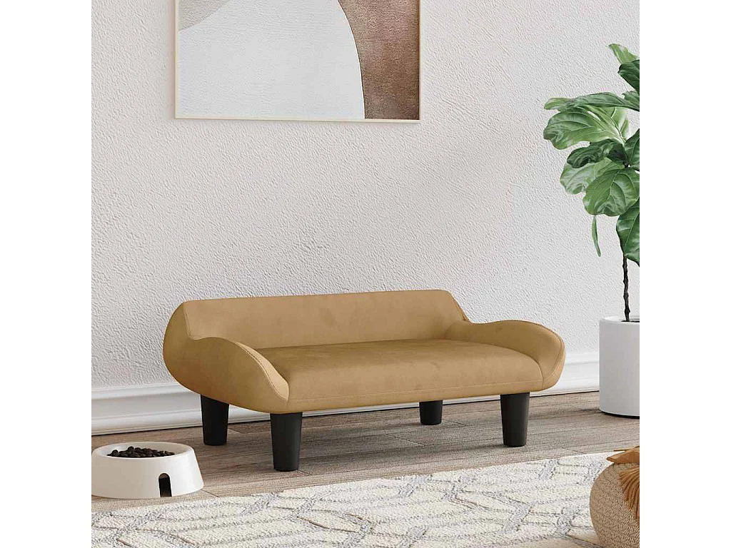 Lit pour chien marron 70x40x24 cm velours