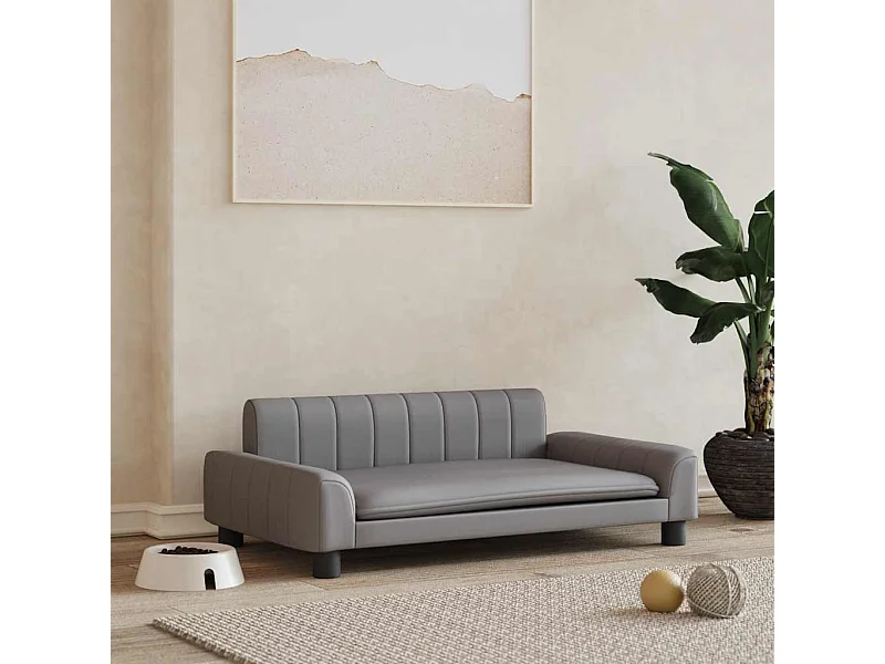 Cama para perros de cuero sintético gris 90x53x30 cm