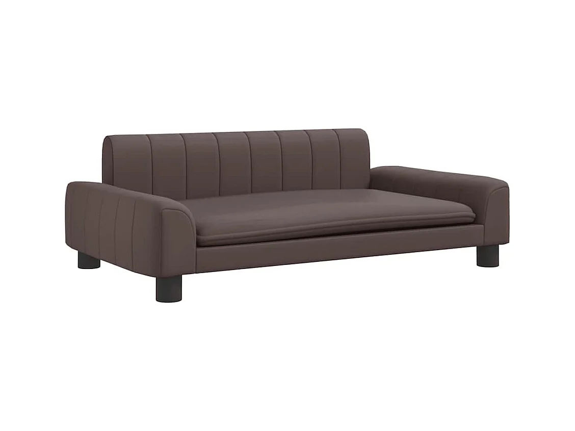 Cama para perros de cuero sintético marrón 90x53x30 cm
