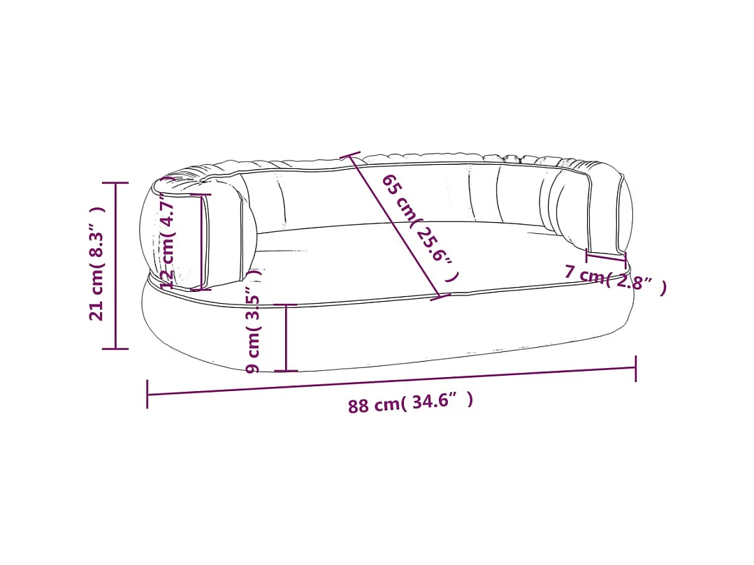 Cama para perros de espuma cuero sintético azul oscuro 88x65 cm