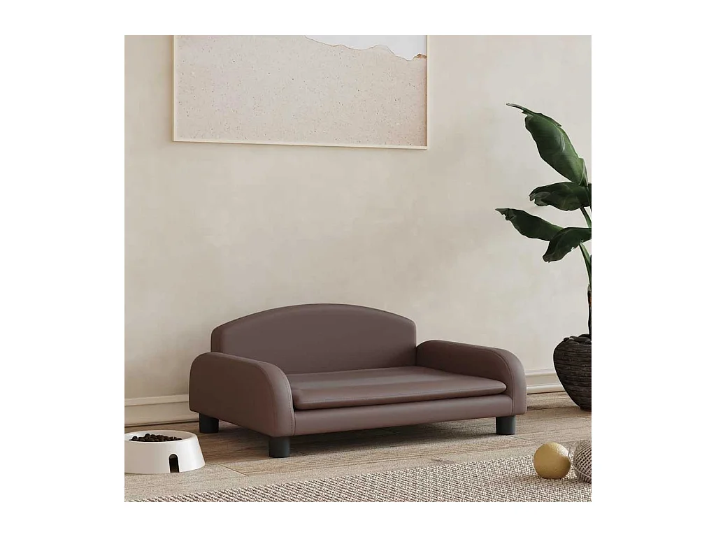 Cama para perros de cuero sintético marrón 70x45x30 cm