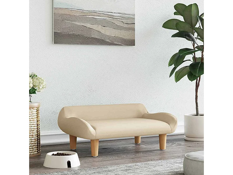 Cama para perros de tela crema 70x40x24 cm