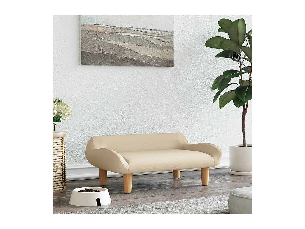 Cama para perros de tela crema 70x40x24 cm