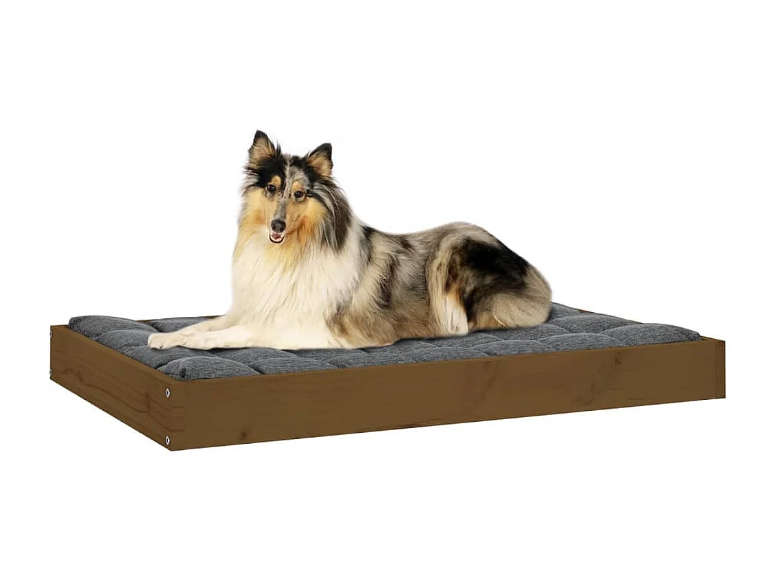 Lit pour chien Marron miel 91,5x64x9 cm Bois de pin solide