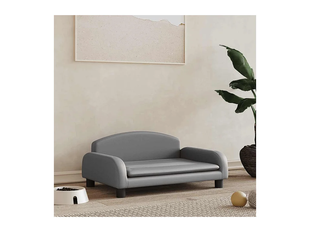 Cama para perros de cuero sintético gris 70x45x30 cm