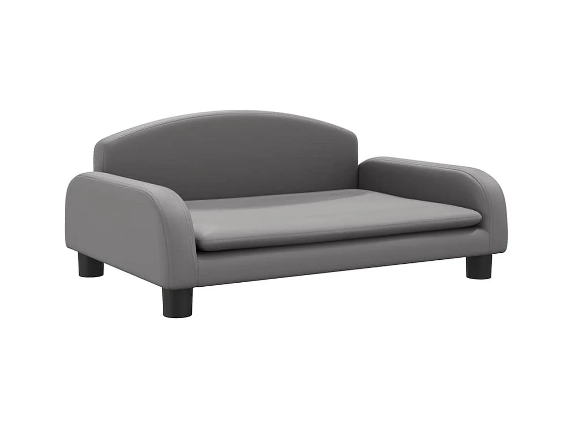 Cama para perros de cuero sintético gris 70x45x30 cm