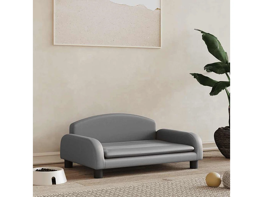 Lit pour chien gris 70x45x30 cm similicuir