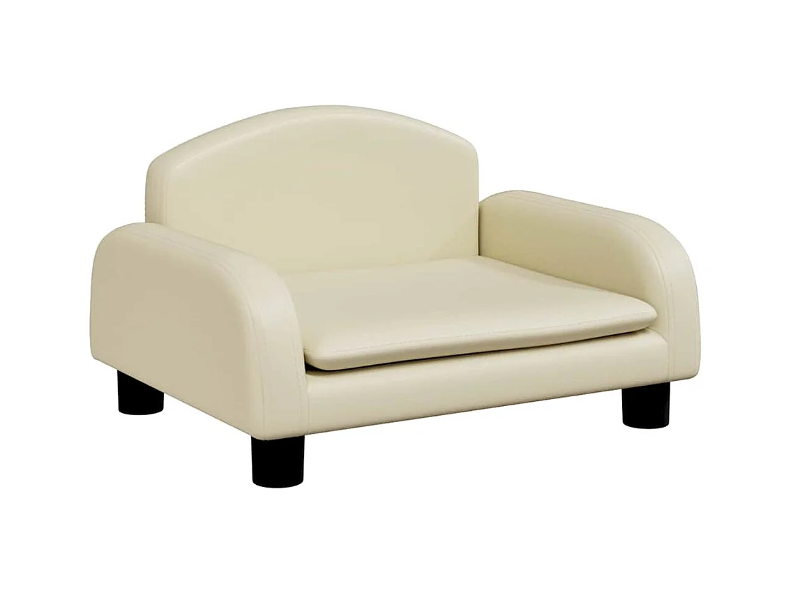 Cama para perros de cuero sintético crema 50x40x30 cm