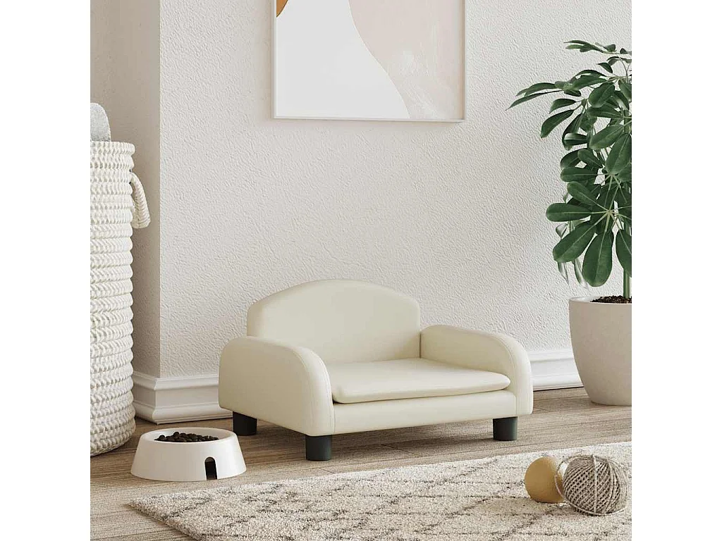 Lit pour chien crème 50x40x30 cm similicuir