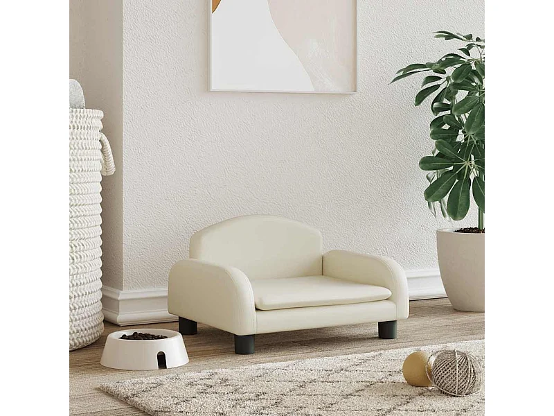 Lit pour chien crème 50x40x30 cm similicuir