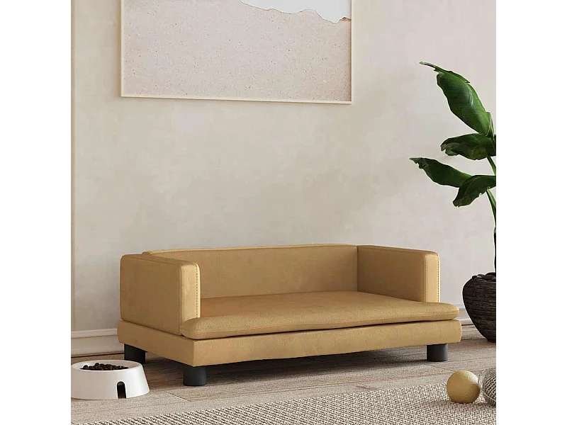 Cama para perros de terciopelo marrón 80x45x30 cm