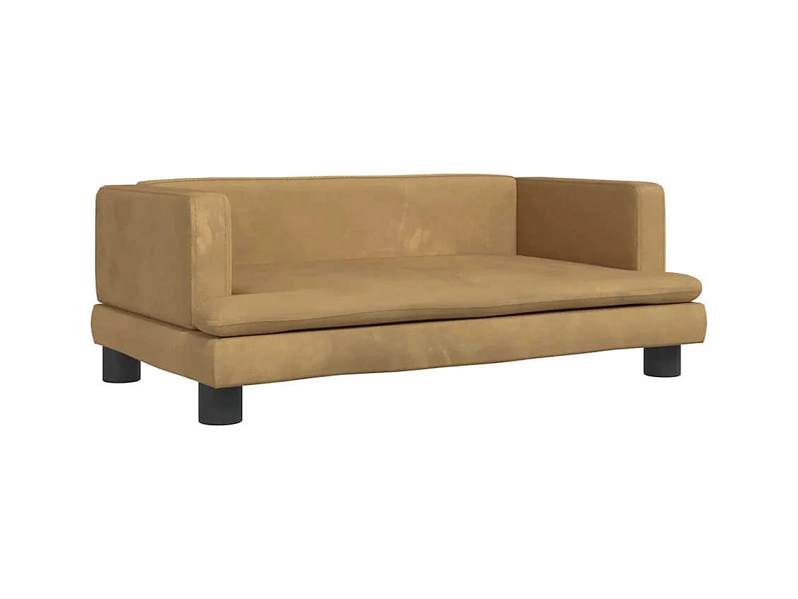 Cama para perros de terciopelo marrón 80x45x30 cm