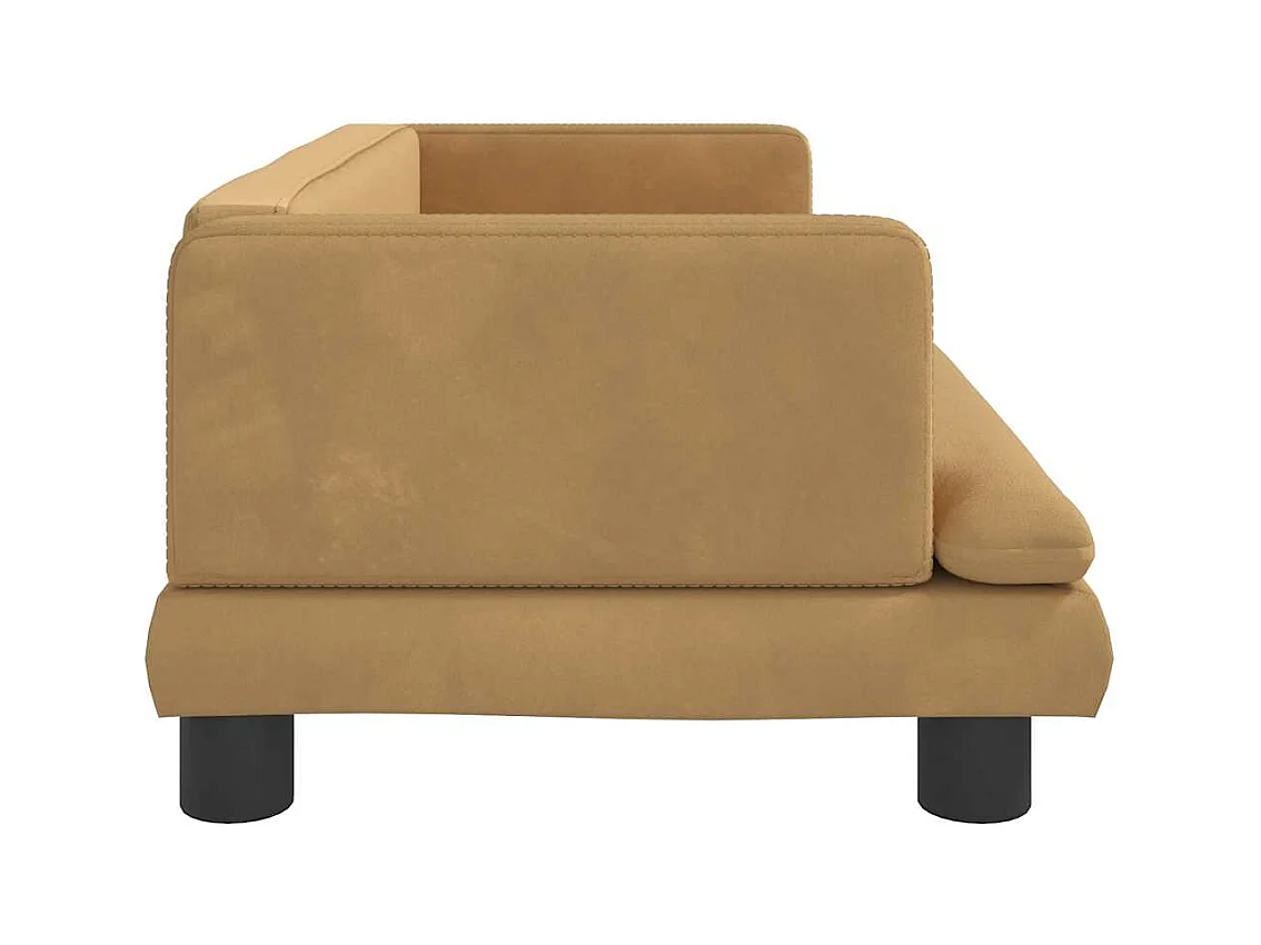 Cama para perros de terciopelo marrón 80x45x30 cm