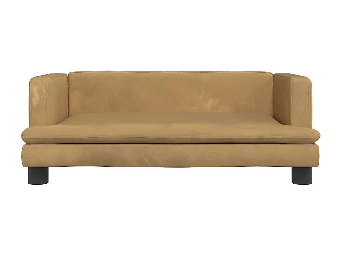 Cama para perros de terciopelo marrón 80x45x30 cm