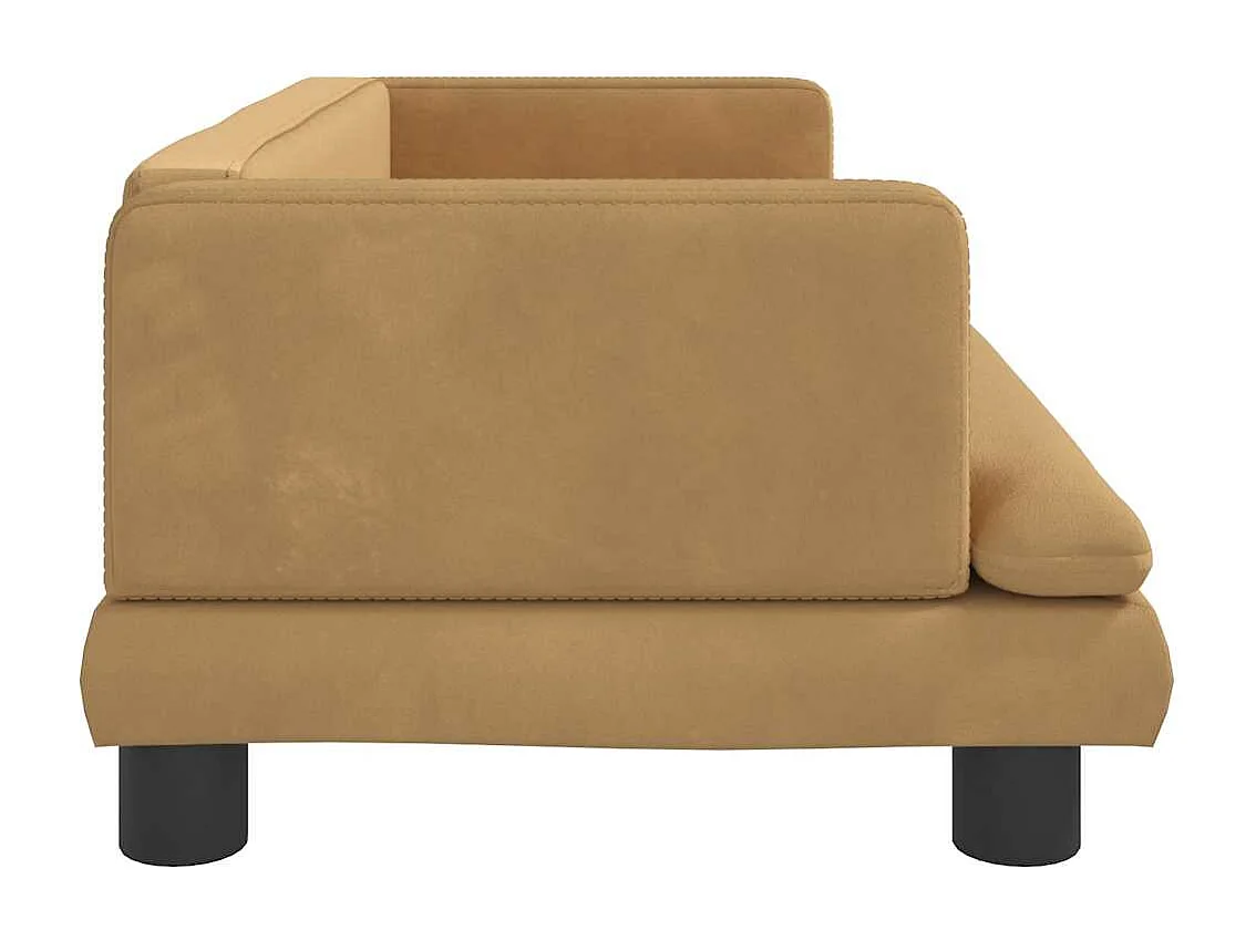 Cama para perros de terciopelo marrón 80x45x30 cm