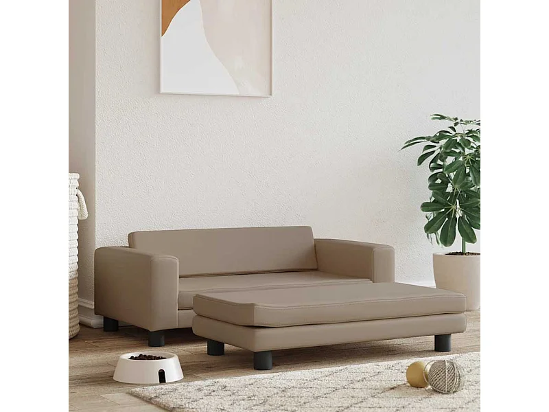 Lit pour chien avec extension cappuccino 100x50x30cm similicuir