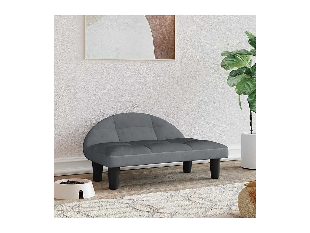 Cama para perros de terciopelo gris oscuro 70x52x30 cm
