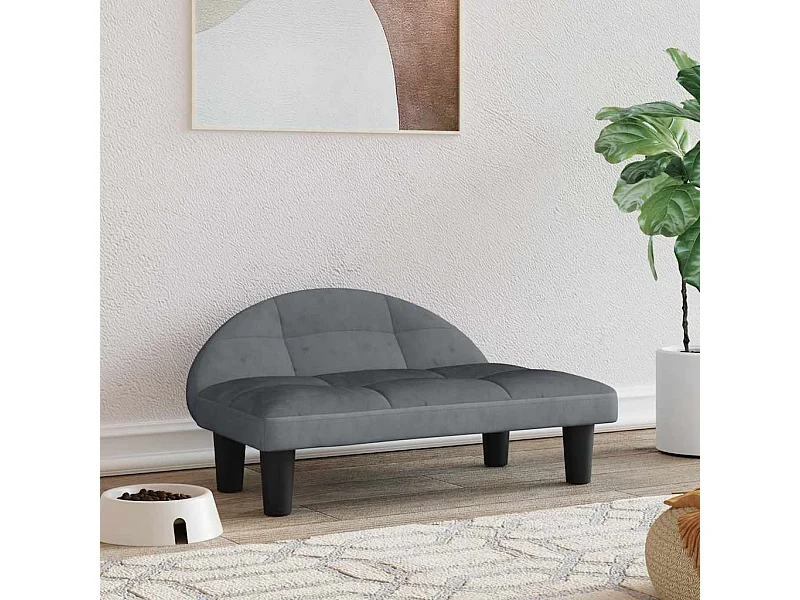 Cama para cães 70x52x30 cm veludo cinzento-escuro