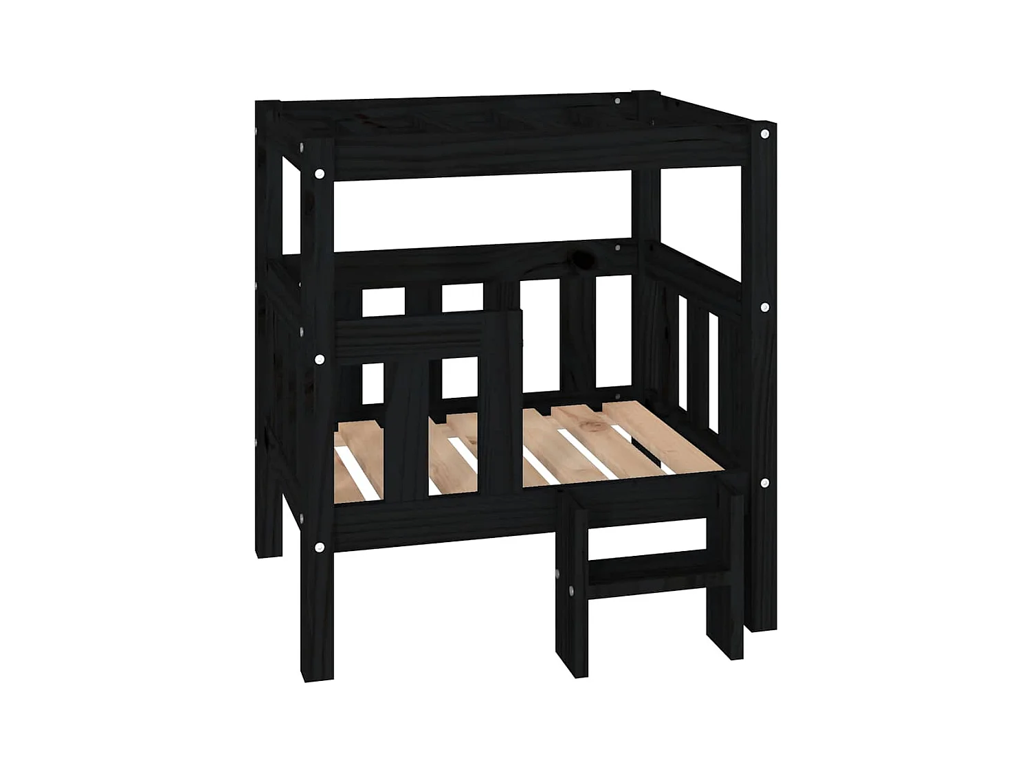 Cama para perros madera maciza de pino negro 65,5x50,5x70 cm