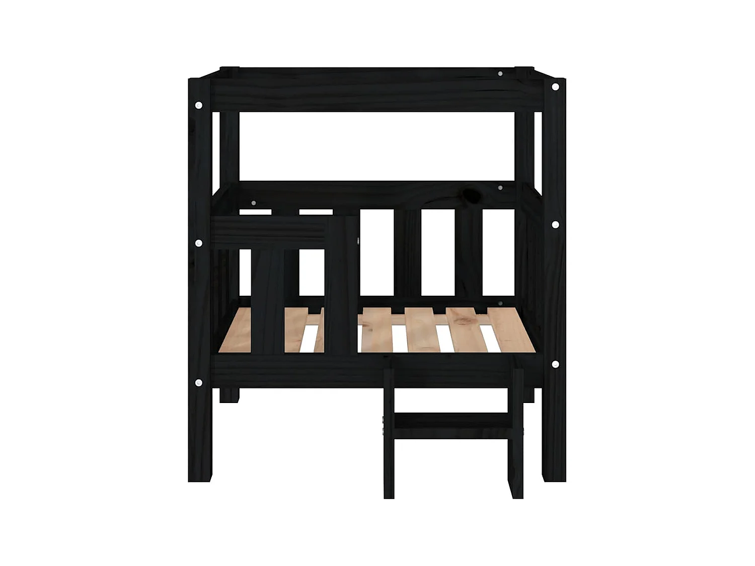 Cama para perros madera maciza de pino negro 65,5x50,5x70 cm