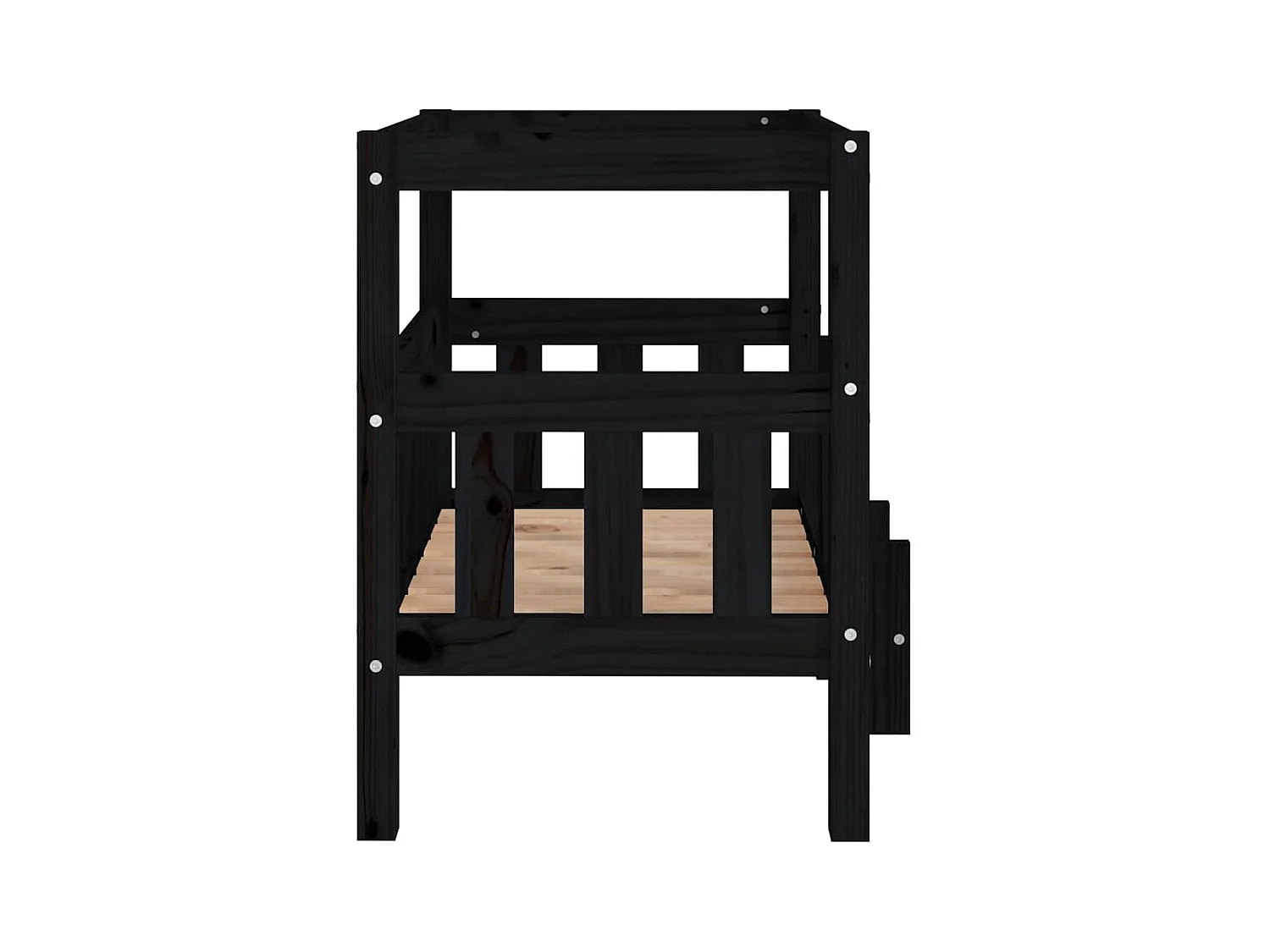 Cama para perros madera maciza de pino negro 65,5x50,5x70 cm