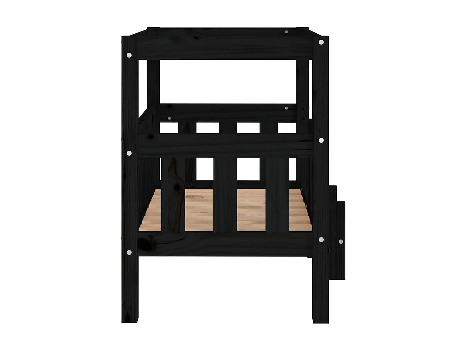 Lit pour chien Noir 65,5x50,5x70 cm Bois de pin solide