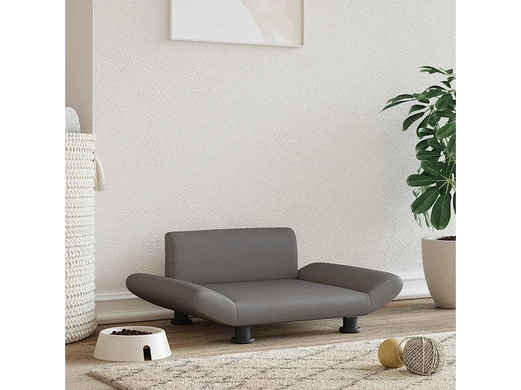 Lit pour chien gris 70x45x28 cm similicuir