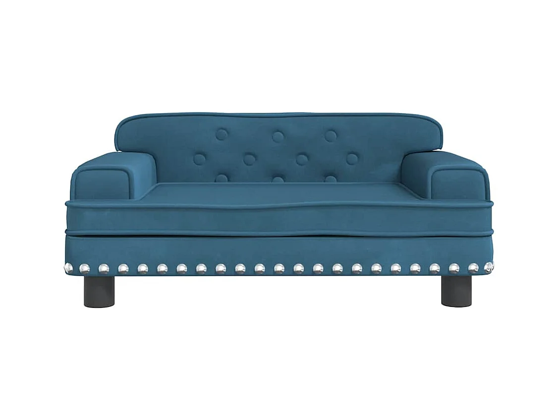 Cama para perros de terciopelo azul 70x45x30 cm