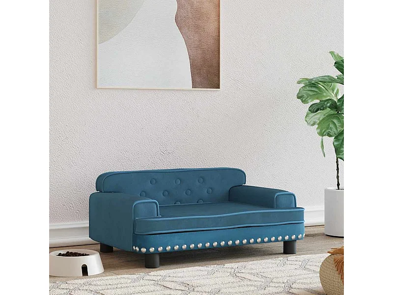 Lit pour chien bleu 70x45x30 cm velours