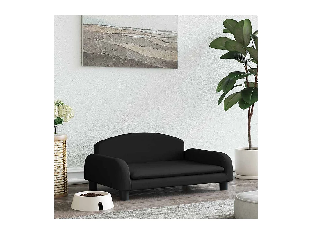 Cama para perros de tela negra 70x45x30 cm