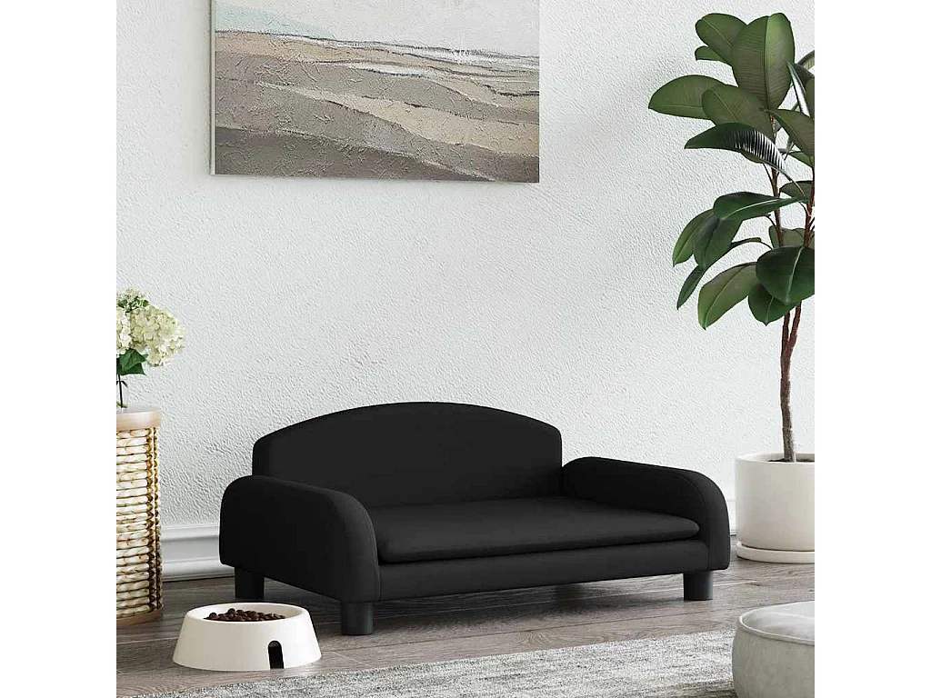 Cama para perros de tela negra 70x45x30 cm