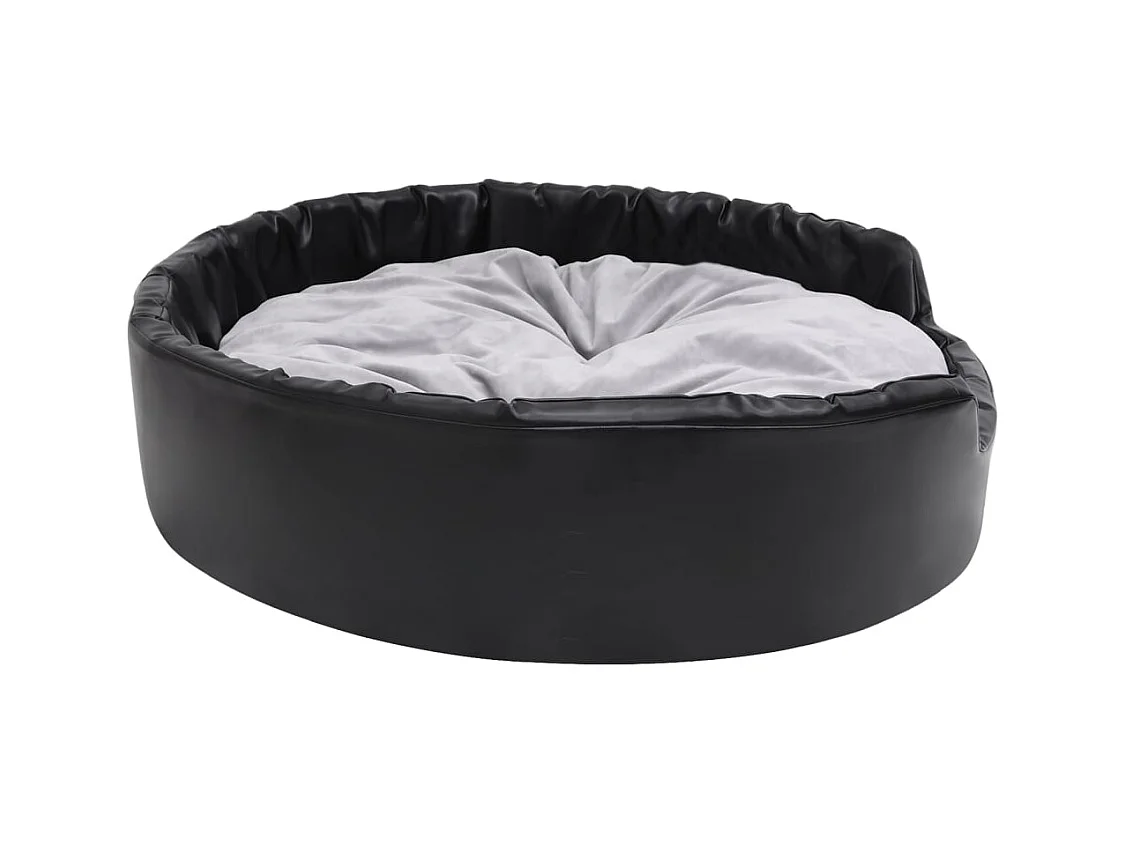 Cama para perros felpa y cuero sintético negro gris 99x89x21 cm