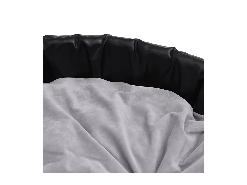 Cama para perros felpa y cuero sintético negro gris 99x89x21 cm
