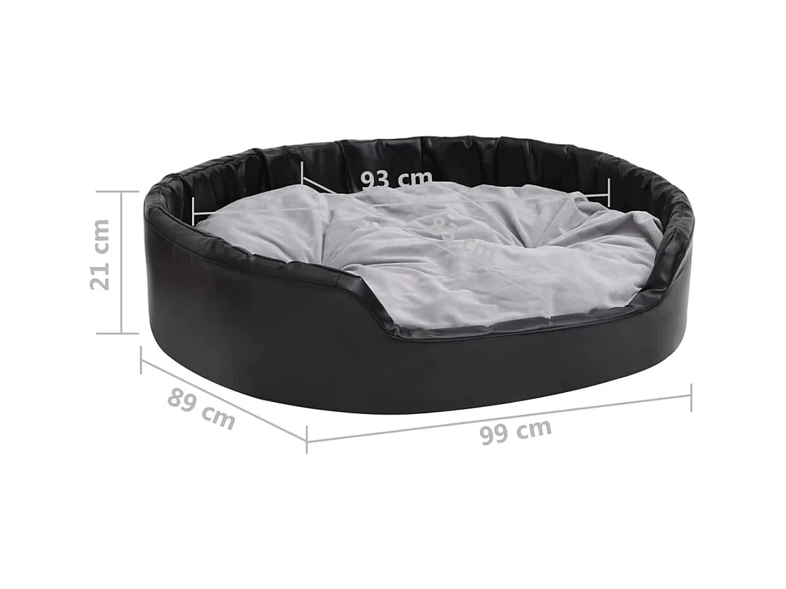 Cama para perros felpa y cuero sintético negro gris 99x89x21 cm