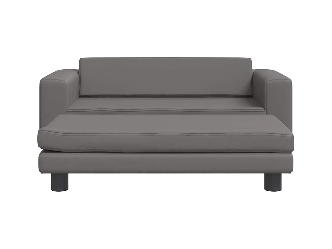 Cama de perros con extensión cuero sintético gris 100x50x30 cm