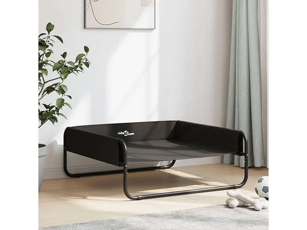 Lit surélevé pour chien anthracite tissu Oxford et acier