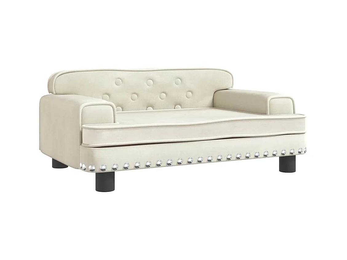 Cama para perros de terciopelo crema 70x45x30 cm