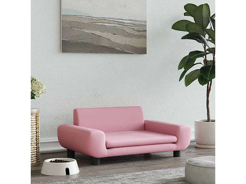 Lit pour chien rose 70x45x33 cm velours