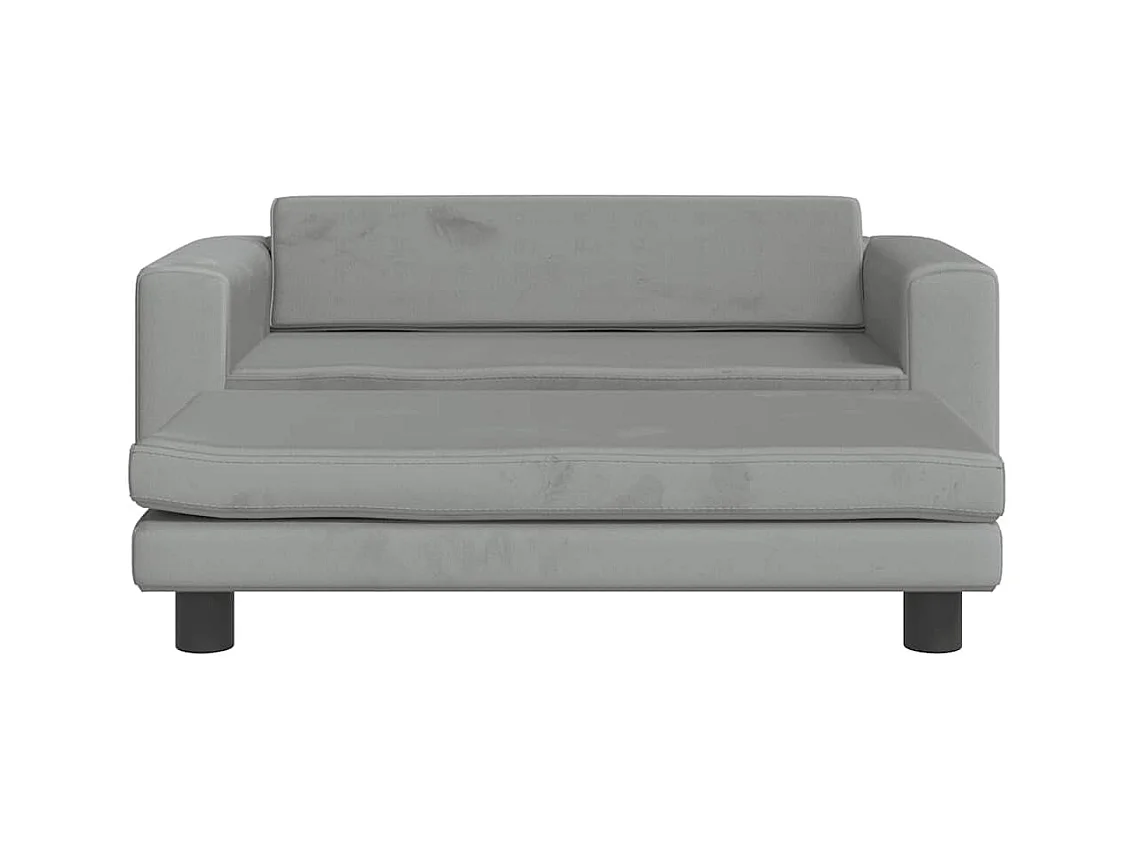 Cama de perros con extensión terciopelo gris claro 100x50x30 cm