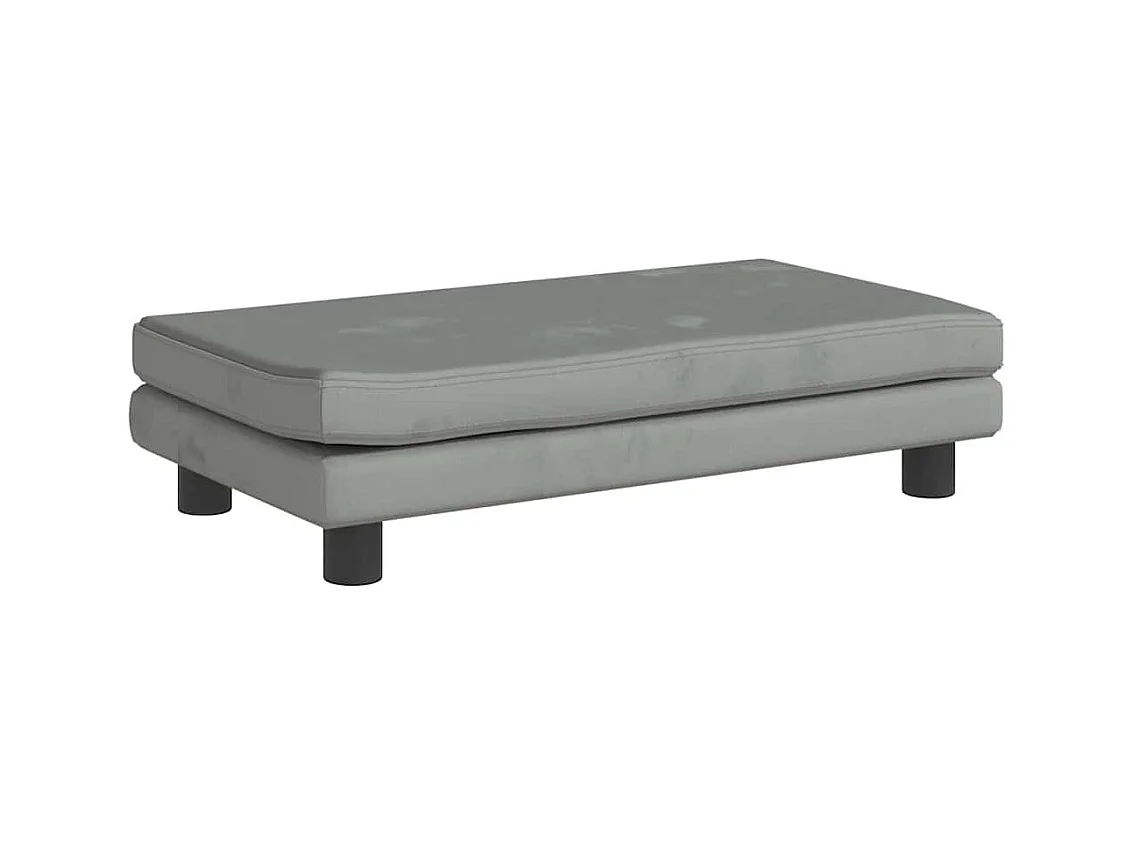 Cama de perros con extensión terciopelo gris claro 100x50x30 cm