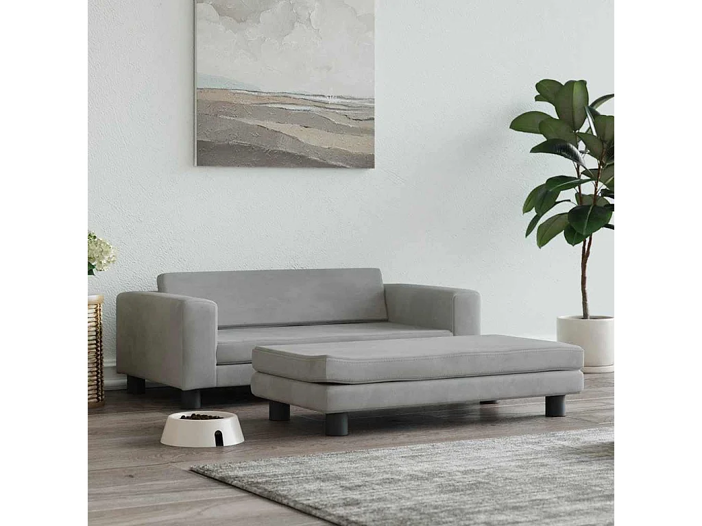 Cama para cães com extensão 100x50x30 cm veludo cinzento-claro